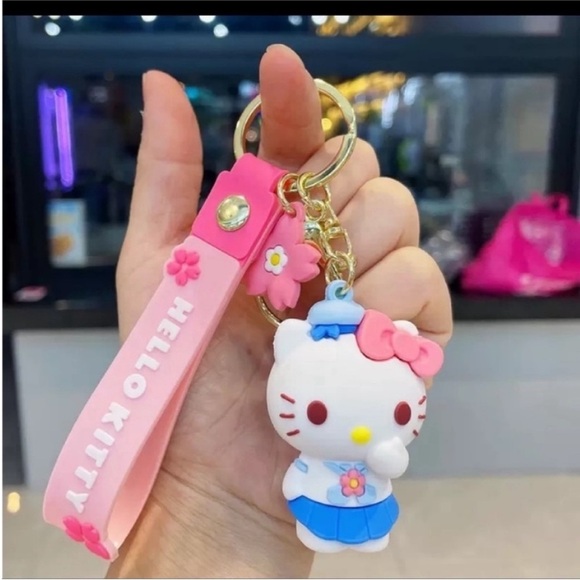 SANRIO Hello kitty Blue Pink Charm Keychain Cute Kawaii Licensed Japan - Picture 6 of 6